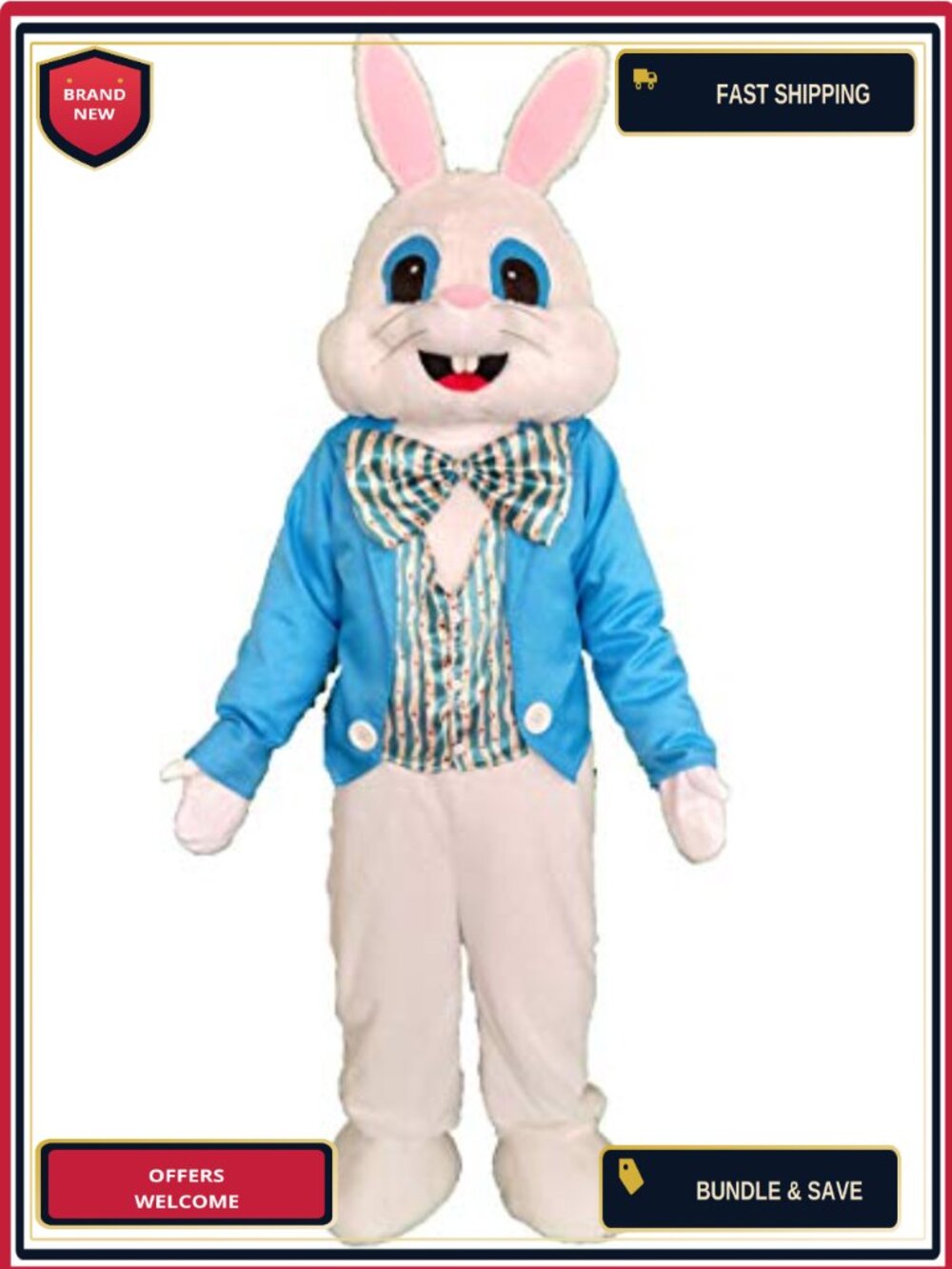 Adult Easter Bunny Mascot Costume Halloween Party Fancy Dress One Size